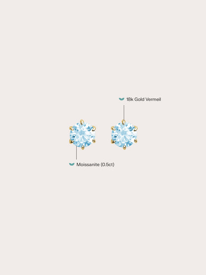 Glacier Blue Moissanite Stud Earring 0.5ct 18K Gold (6) – Mondays Made Flower & Birthstone Jewelry Singapore
