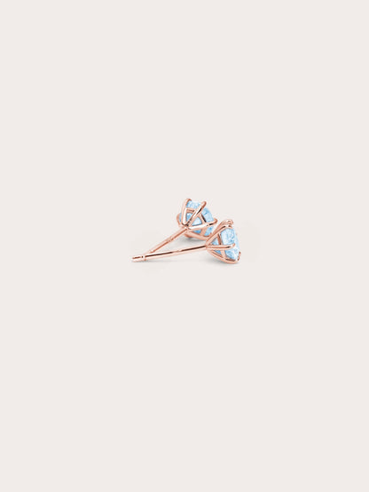 Glacier Blue Moissanite Stud Earring 0.5ct 18K Rose Gold (5) – Mondays Made Flower & Birthstone Jewelry Singapore