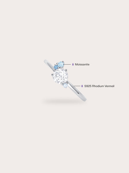 Glacier Moissanite Cluster Ring S925 Silver Rhodium (2) – Mondays Made Flower & Birthstone Jewelry Singapore