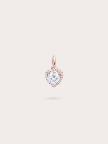 Halo Heart Charm Moissanite 18K Rose Gold (1) – Mondays Made Flower & Birthstone Jewelry Singapore