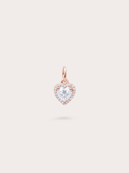 Halo Heart Charm Moissanite 18K Rose Gold (1) – Mondays Made Flower & Birthstone Jewelry Singapore