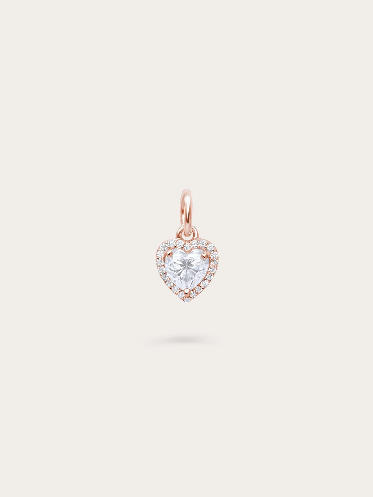 Halo Heart Charm - Moissanite