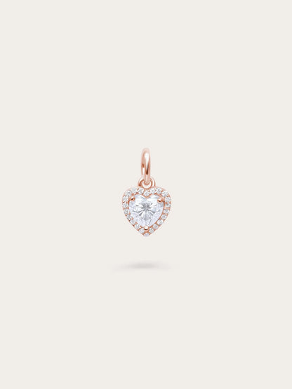Halo Heart Charm - Moissanite