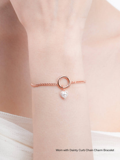 Halo Heart Charm Moissanite 18K Rose Gold Worn With – Mondays Made Flower & Birthstone Jewelry Singapore