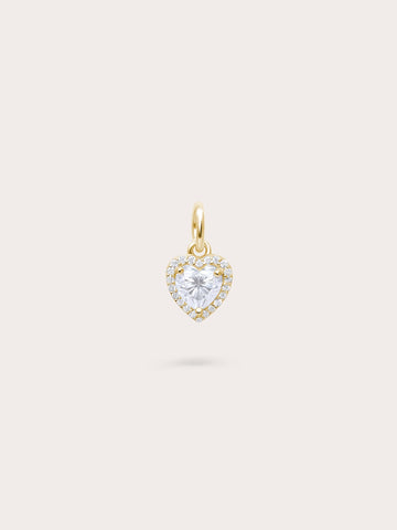 Halo Heart Charm Moissanite 18K Gold (1) – Mondays Made Flower & Birthstone Jewelry Singapore