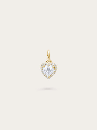 Halo Heart Charm - Moissanite