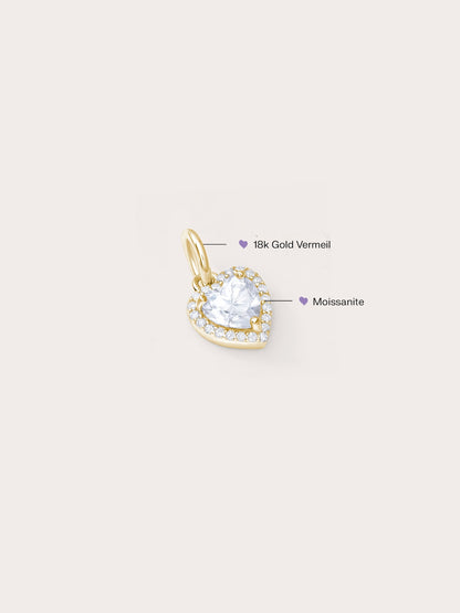 Halo Heart Charm Moissanite 18K Gold (2) – Mondays Made Flower & Birthstone Jewelry Singapore