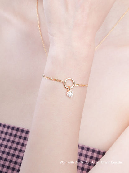 Halo Heart Charm Moissanite 18K Gold Worn With – Mondays Made Flower & Birthstone Jewelry Singapore