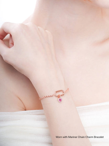 Halo Heart Charm - Rhodolite