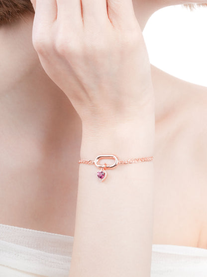 Halo Heart Charm Rhodolite 18K Rose Gold (3) – Mondays Made Flower & Birthstone Jewelry Singapore