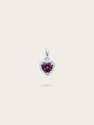 Halo Heart Charm Rhodolite S925 Silver Rhodium (1) – Mondays Made Flower & Birthstone Jewelry Singapore