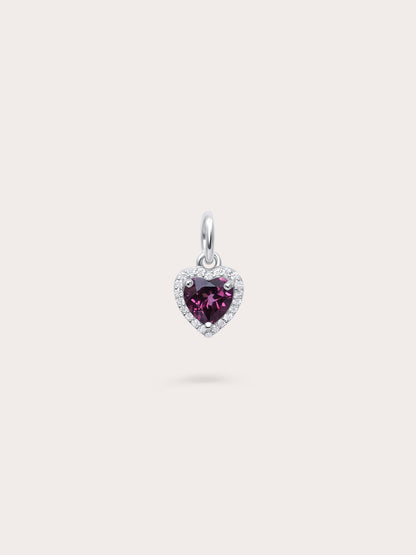 Halo Heart Charm Rhodolite S925 Silver Rhodium (1) – Mondays Made Flower & Birthstone Jewelry Singapore