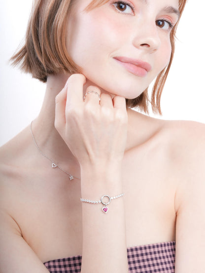 Halo Heart Charm Rhodolite S925 Silver Rhodium (3) – Mondays Made Flower & Birthstone Jewelry Singapore