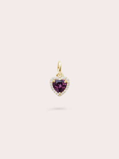 Halo Heart Charm Rhodolite 18K Gold (1) – Mondays Made Flower & Birthstone Jewelry Singapore