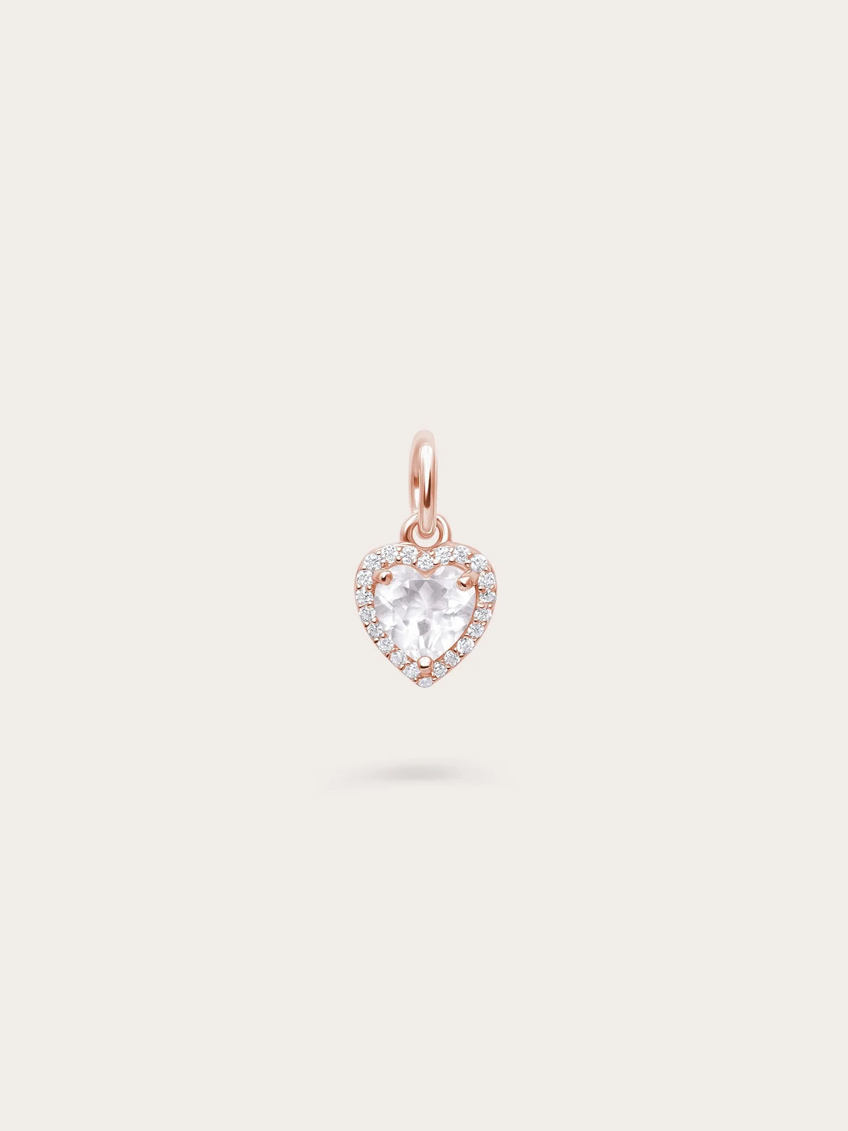 Halo Heart Charm - Rose Quartz
