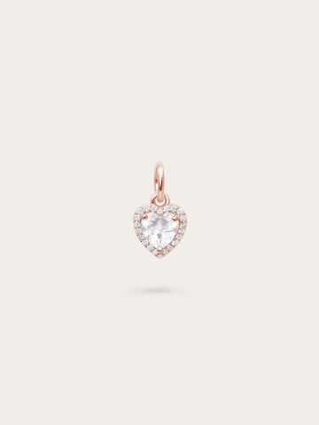 Halo Heart Charm - Rose Quartz
