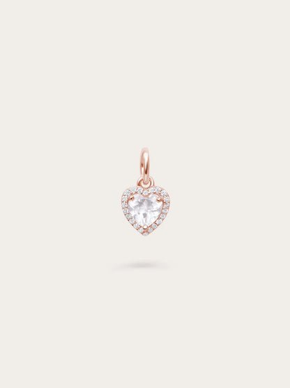 Halo Heart Charm - Rose Quartz
