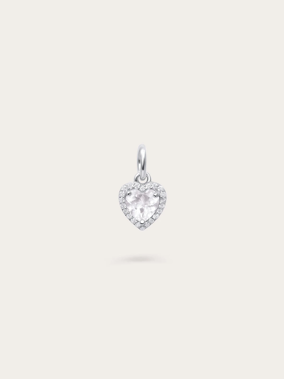 Halo Heart Charm - Rose Quartz