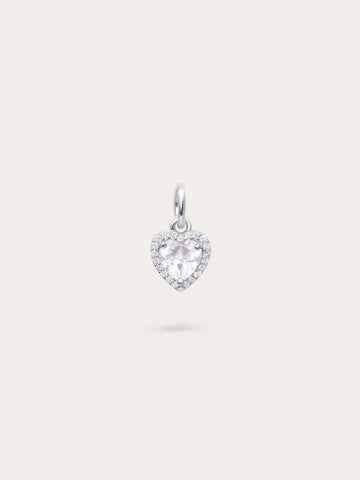Halo Heart Charm - Rose Quartz