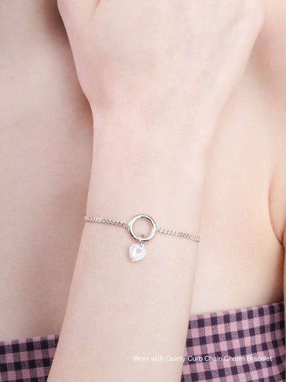 Halo Heart Charm Rose Quartz S925 Silver Rhodium Worn With – Mondays Made Flower & Birthstone Jewelry Singapore