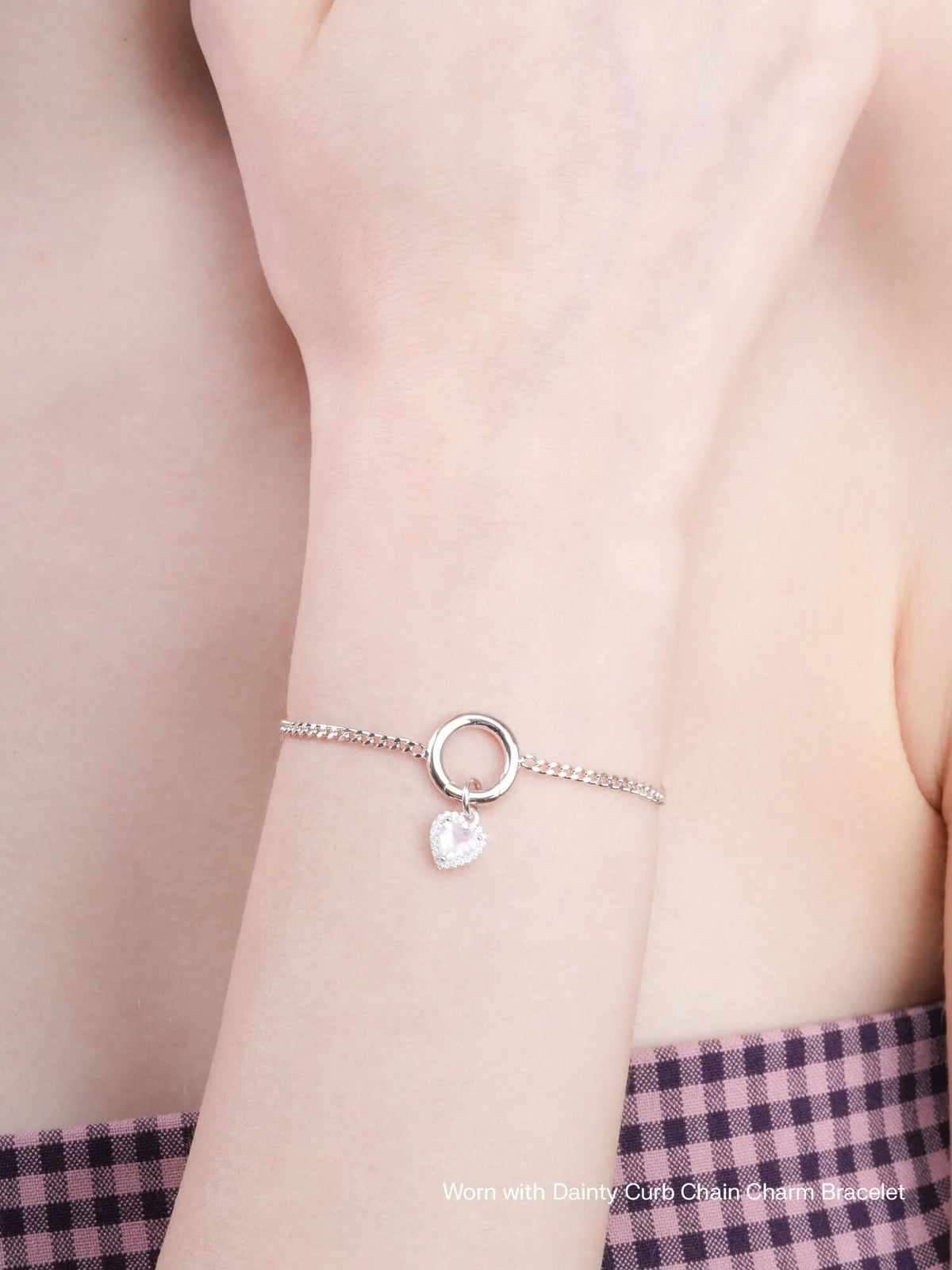 Halo Heart Charm - Rose Quartz