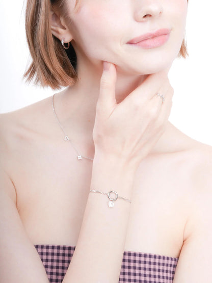 Halo Heart Charm - Rose Quartz