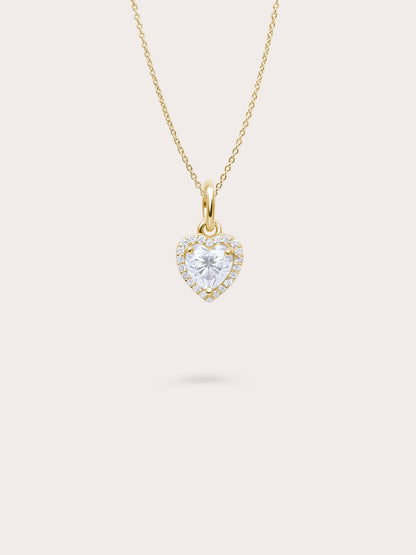 Halo Heart Necklace Moissanite 18K Gold (1) – Mondays Made Flower & Birthstone Jewelry Singapore