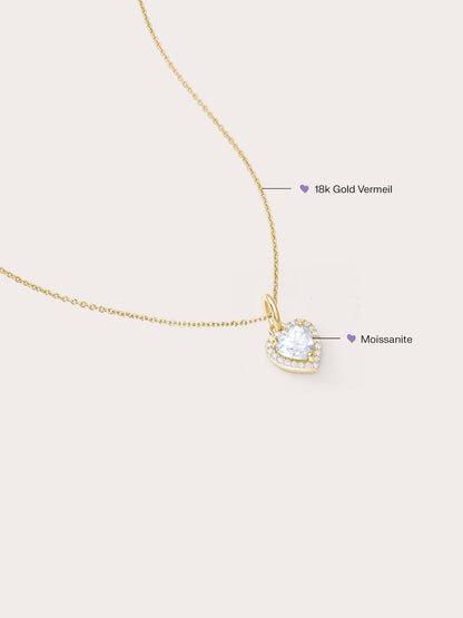 Halo Heart Necklace Moissanite 18K Gold (2) – Mondays Made Flower & Birthstone Jewelry Singapore