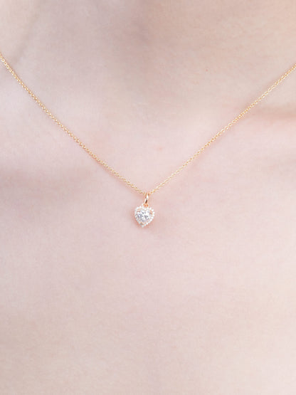 Halo Heart Necklace Moissanite 18K Gold (3) – Mondays Made Flower & Birthstone Jewelry Singapore