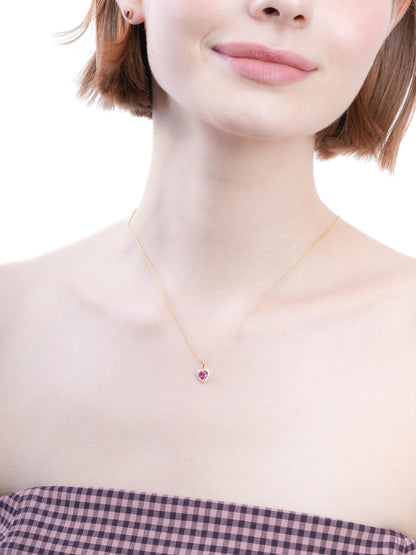 Halo Heart Necklace Rhodolite 18K Gold (4) – Mondays Made Flower & Birthstone Jewelry Singapore