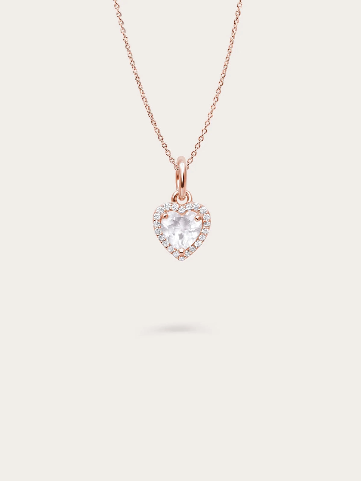 Halo Heart Necklace - Rose Quartz