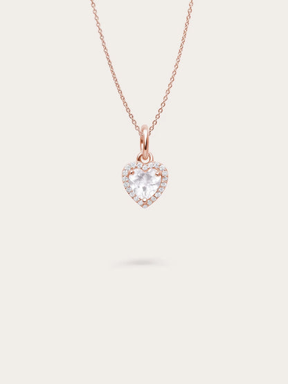 Halo Heart Necklace - Rose Quartz