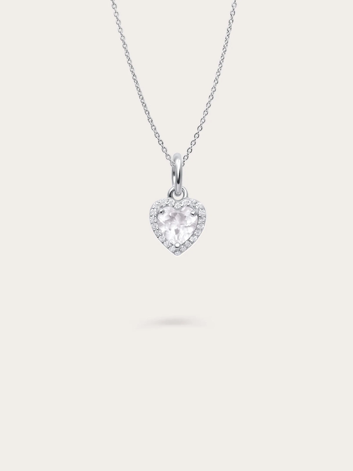 Halo Heart Necklace - Rose Quartz