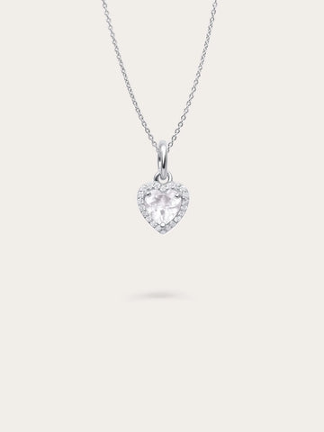 Halo Heart Necklace - Rose Quartz