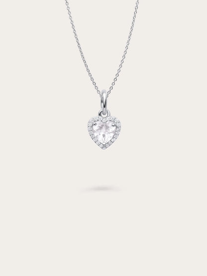 Halo Heart Necklace - Rose Quartz