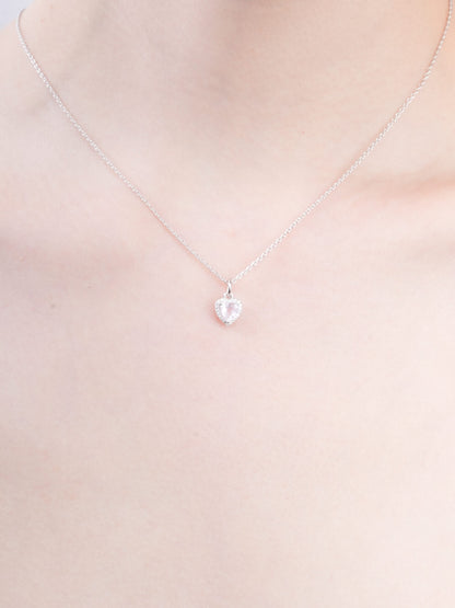 Halo Heart Necklace Rose Quartz S925 Silver Rhodium (3) – Mondays Made Flower & Birthstone Jewelry Singapore
