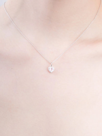 Halo Heart Necklace - Rose Quartz