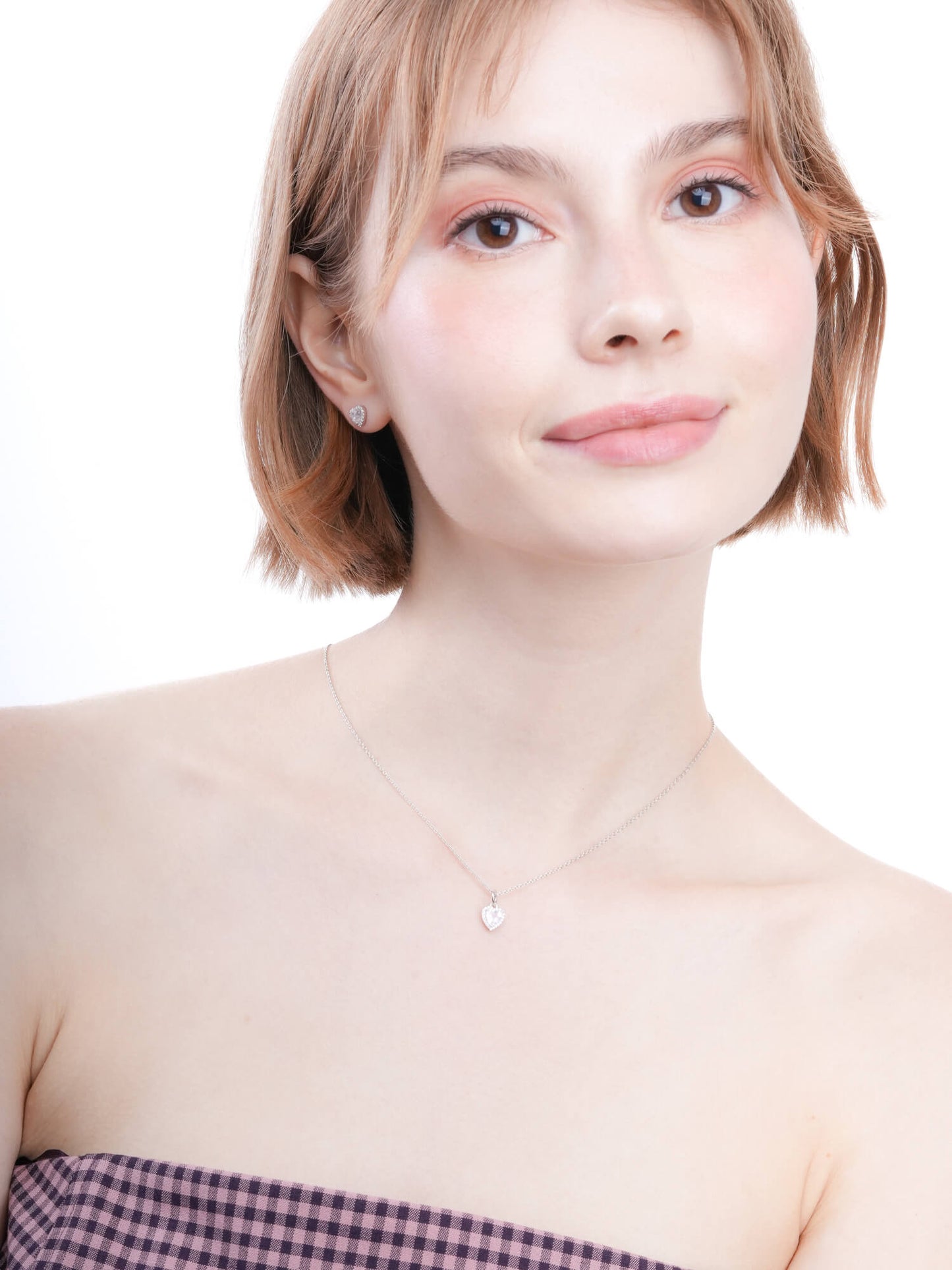 Halo Heart Necklace - Rose Quartz