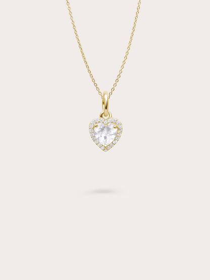 Halo Heart Necklace Rose Quartz 18K Gold (1) – Mondays Made Flower & Birthstone Jewelry Singapore