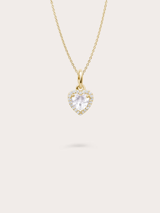 Halo Heart Necklace - Rose Quartz