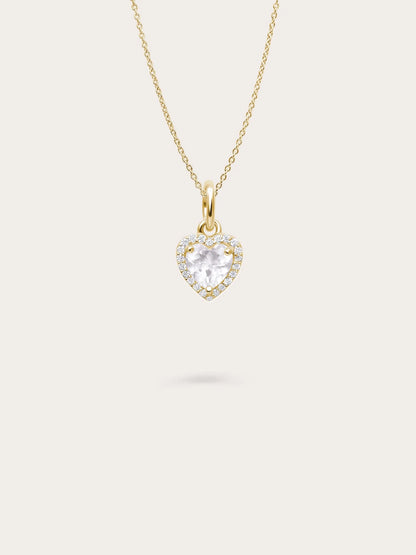 Halo Heart Necklace - Rose Quartz