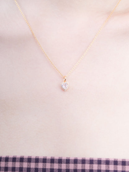 Halo Heart Necklace Rose Quartz 18K Gold (3) – Mondays Made Flower & Birthstone Jewelry Singapore