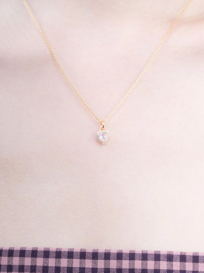 Halo Heart Necklace - Rose Quartz