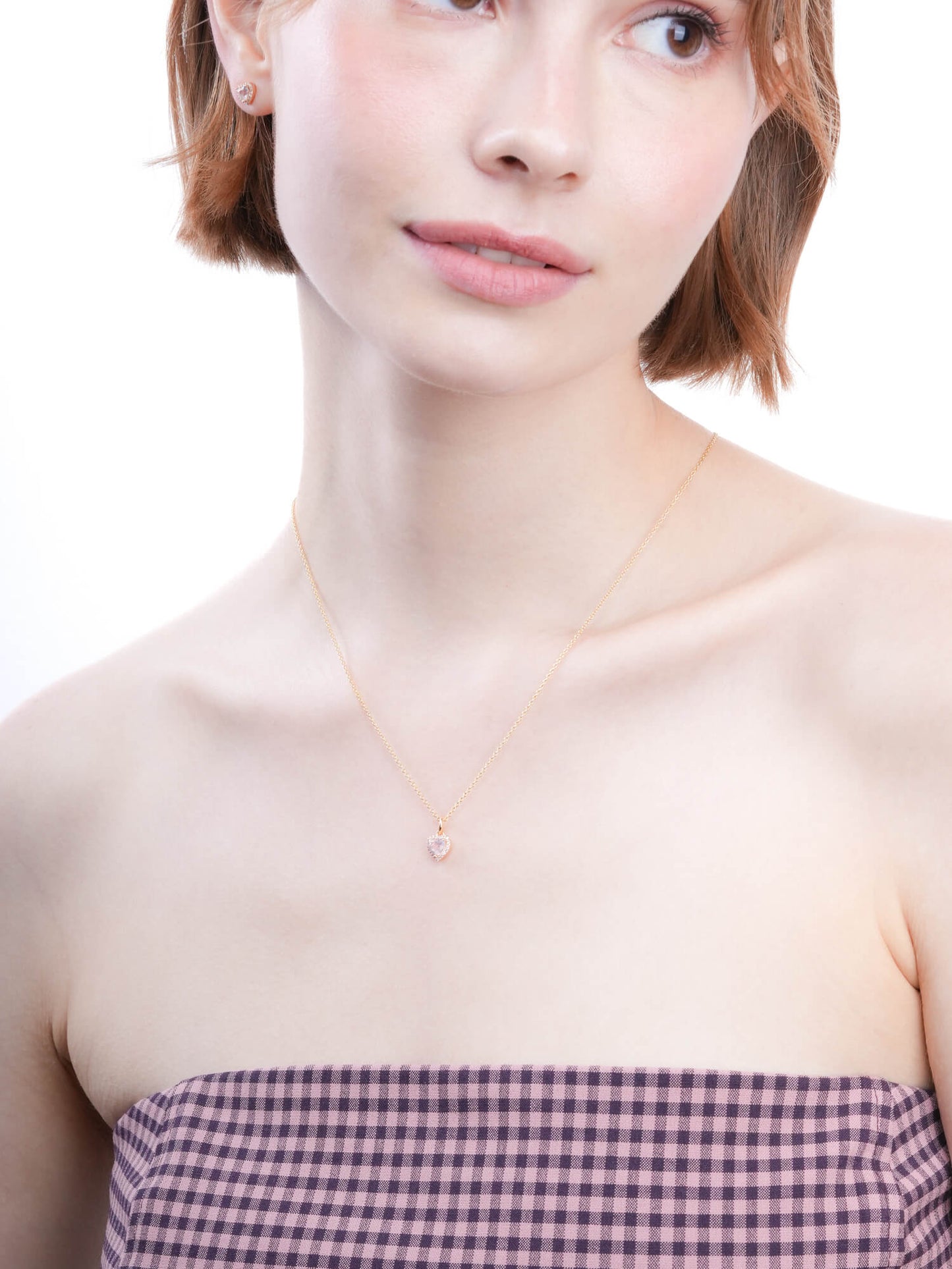 Halo Heart Necklace - Rose Quartz
