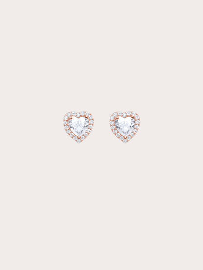 Halo Heart Stud Earrings Moissanite 18K Rose Gold (9) – Mondays Made Flower & Birthstone Jewelry Singapore