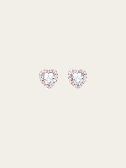 Halo Heart Stud Earrings - Moissanite