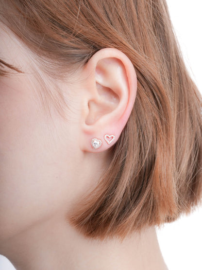 Halo Heart Stud Earrings Moissanite 18K Rose Gold (8) – Mondays Made Flower & Birthstone Jewelry Singapore