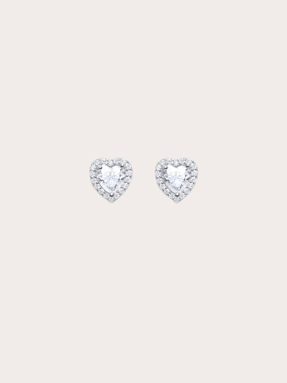 Halo Heart Stud Earrings Moissanite S925 Silver Rhodium (12) – Mondays Made Flower & Birthstone Jewelry Singapore