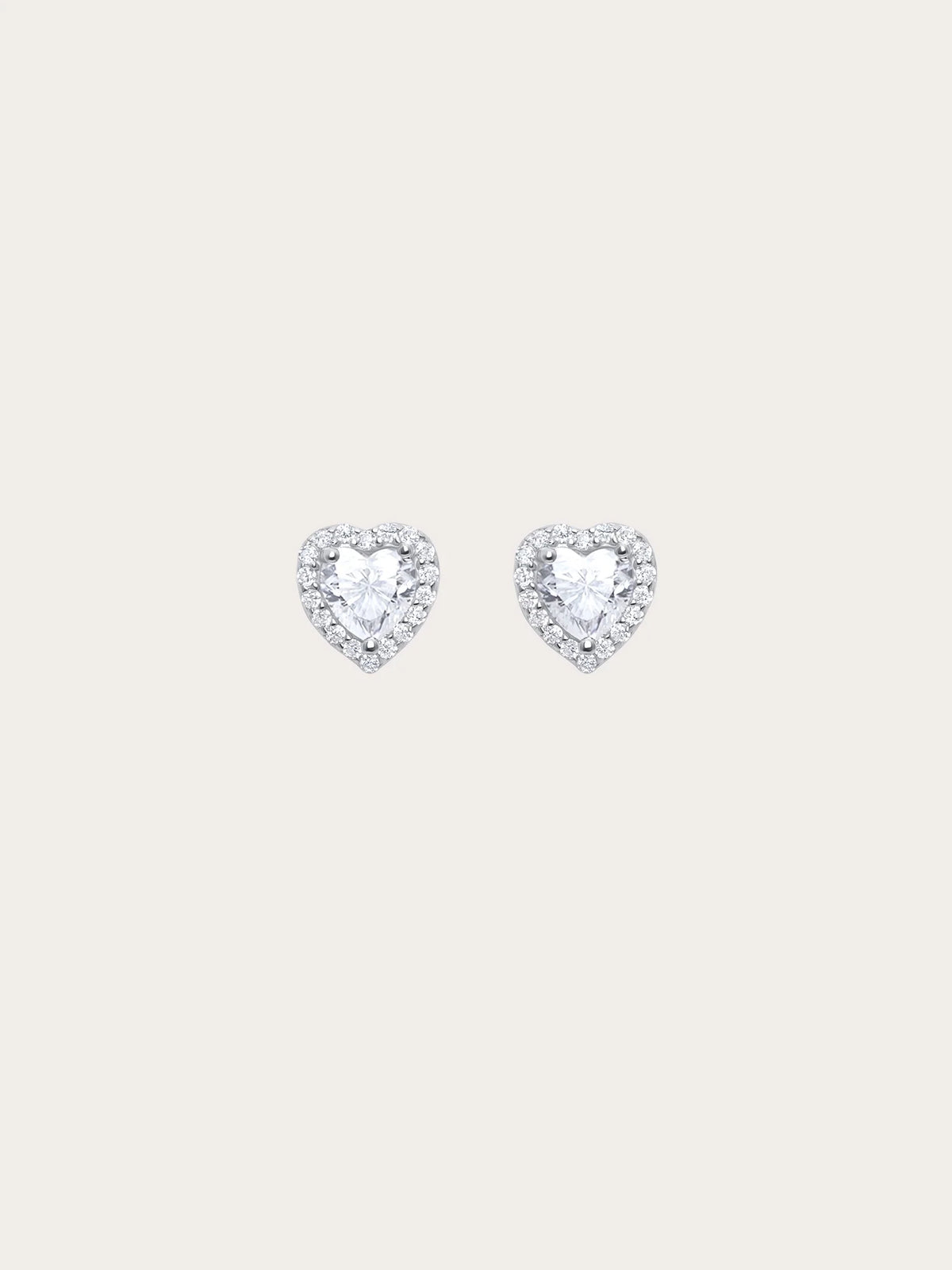 Halo Heart Stud Earrings - Moissanite