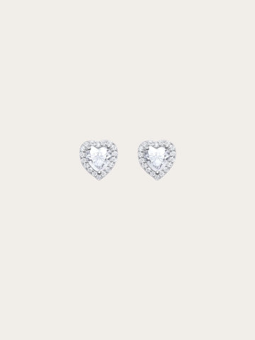 Halo Heart Stud Earrings - Moissanite